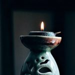 flame in pottery chalice lamp